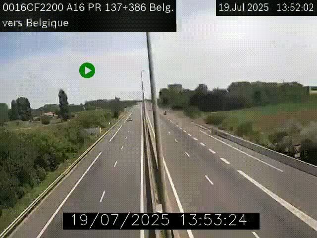 <h2>Webcam à la frontière franco-belge au niveau de Bray-Dunes/De-Panne sur l'autoroute A16. Vue orientée vers la Belgique</h2>