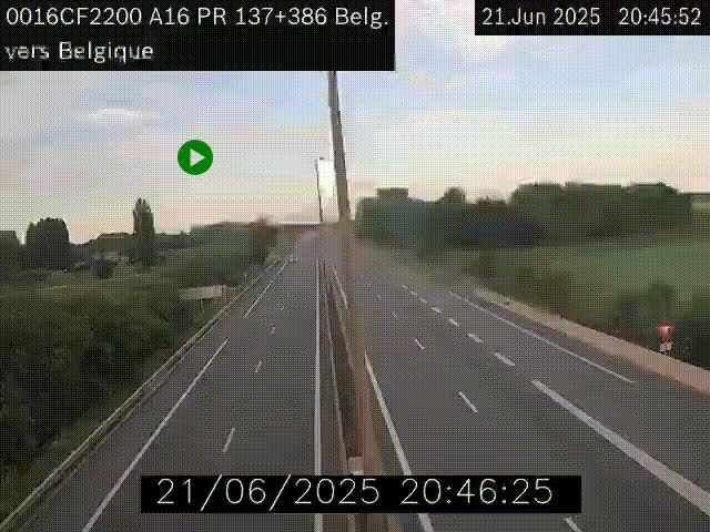<h2>Webcam à la frontière franco-belge au niveau de Bray-Dunes/De-Panne sur l'autoroute A16. Vue orientée vers la Belgique</h2>