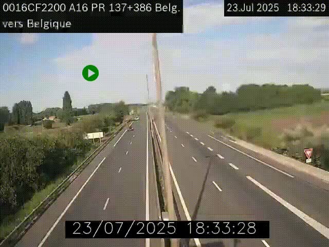 <h2>Webcam à la frontière franco-belge au niveau de Bray-Dunes/De-Panne sur l'autoroute A16. Vue orientée vers la Belgique</h2>