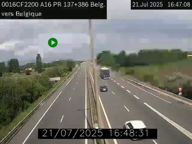 <h2>Webcam à la frontière franco-belge au niveau de Bray-Dunes/De-Panne sur l'autoroute A16. Vue orientée vers la Belgique</h2>