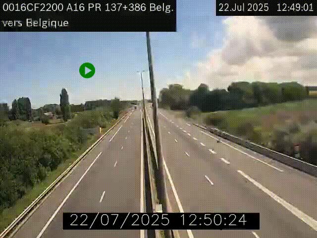 <h2>Webcam à la frontière franco-belge au niveau de Bray-Dunes/De-Panne sur l'autoroute A16. Vue orientée vers la Belgique</h2>