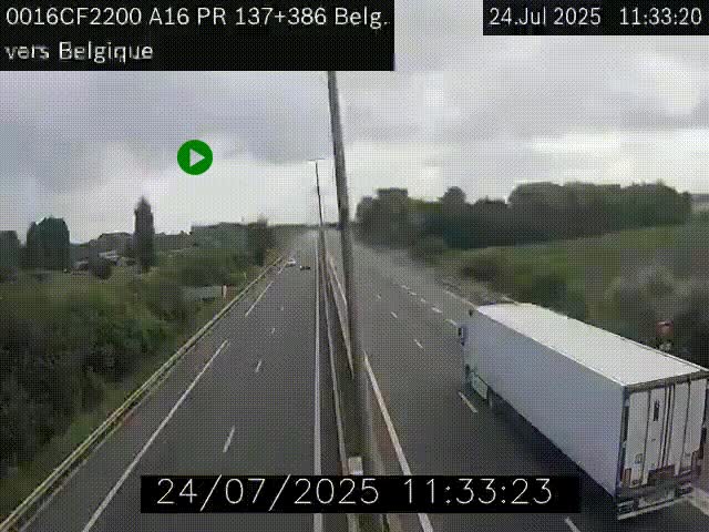 <h2>Webcam à la frontière franco-belge au niveau de Bray-Dunes/De-Panne sur l'autoroute A16. Vue orientée vers la Belgique</h2>