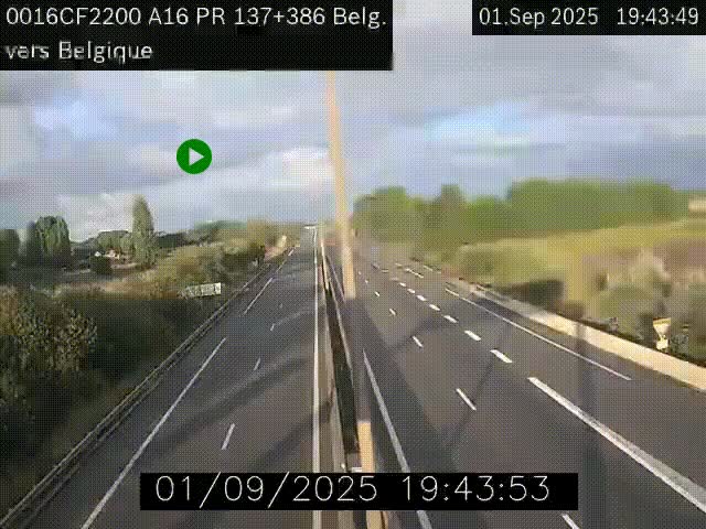 <h2>Webcam à la frontière franco-belge au niveau de Bray-Dunes/De-Panne sur l'autoroute A16. Vue orientée vers la Belgique</h2>