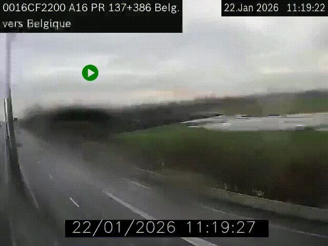 <h2>Webcam à la frontière franco-belge au niveau de Bray-Dunes/De-Panne sur l'autoroute A16. Vue orientée vers la Belgique</h2>