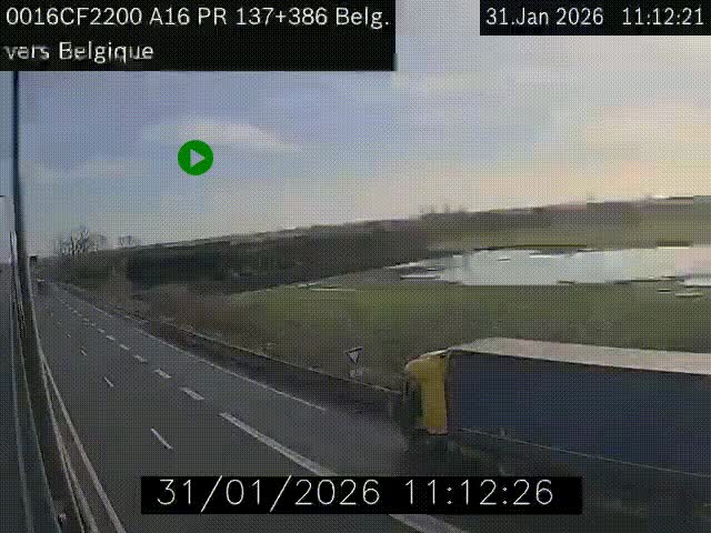 <h2>Webcam à la frontière franco-belge au niveau de Bray-Dunes/De-Panne sur l'autoroute A16. Vue orientée vers la Belgique</h2>