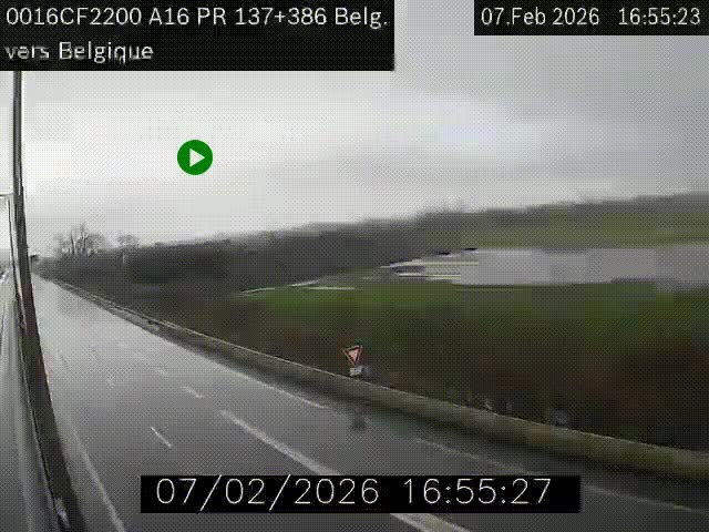 <h2>Webcam à la frontière franco-belge au niveau de Bray-Dunes/De-Panne sur l'autoroute A16. Vue orientée vers la Belgique</h2>