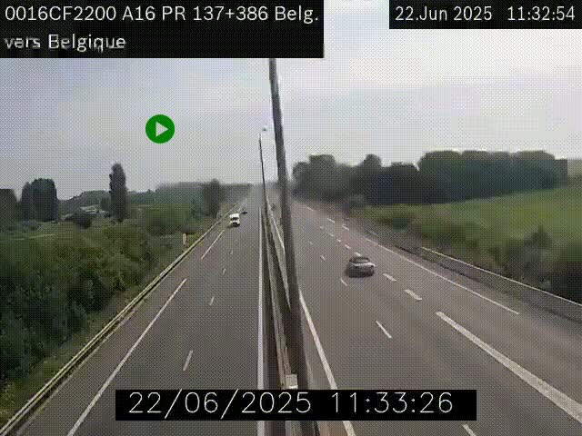 <h2>Webcam à la frontière franco-belge au niveau de Bray-Dunes/De-Panne sur l'autoroute A16. Vue orientée vers la Belgique</h2>