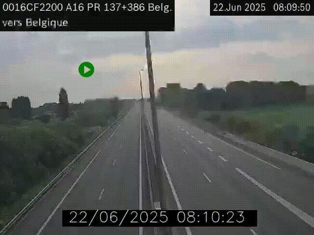 <h2>Webcam à la frontière franco-belge au niveau de Bray-Dunes/De-Panne sur l'autoroute A16. Vue orientée vers la Belgique</h2>