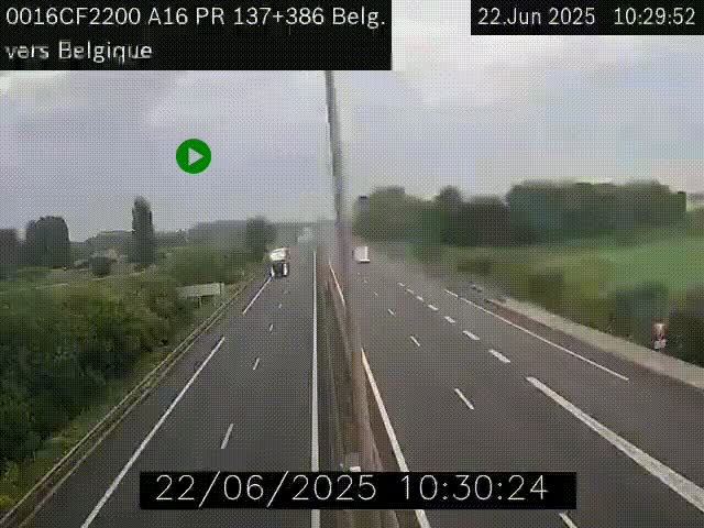 <h2>Webcam à la frontière franco-belge au niveau de Bray-Dunes/De-Panne sur l'autoroute A16. Vue orientée vers la Belgique</h2>