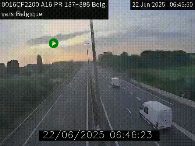 <h2>Webcam à la frontière franco-belge au niveau de Bray-Dunes/De-Panne sur l'autoroute A16. Vue orientée vers la Belgique</h2>