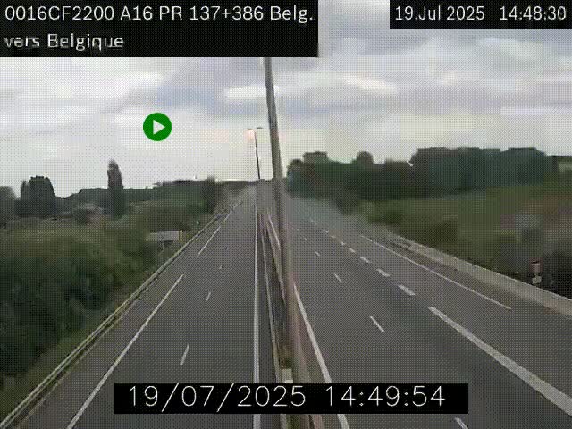 <h2>Webcam à la frontière franco-belge au niveau de Bray-Dunes/De-Panne sur l'autoroute A16. Vue orientée vers la Belgique</h2>