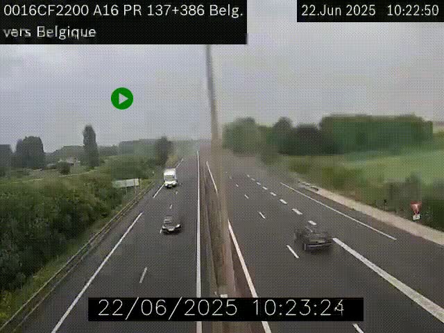 <h2>Webcam à la frontière franco-belge au niveau de Bray-Dunes/De-Panne sur l'autoroute A16. Vue orientée vers la Belgique</h2>