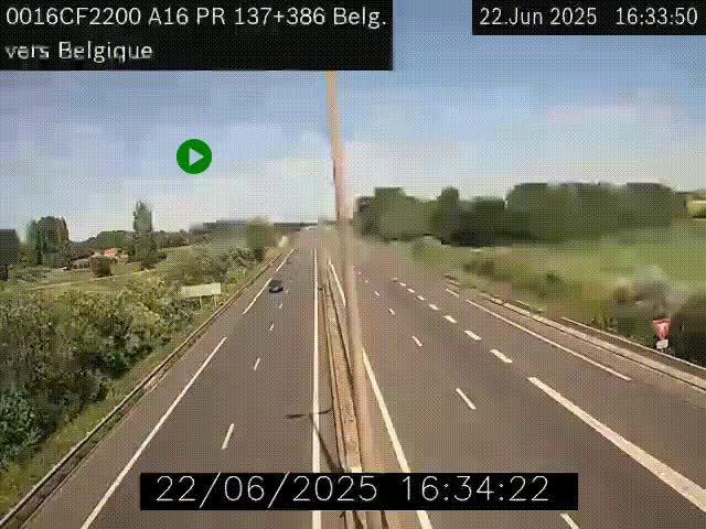 <h2>Webcam à la frontière franco-belge au niveau de Bray-Dunes/De-Panne sur l'autoroute A16. Vue orientée vers la Belgique</h2>