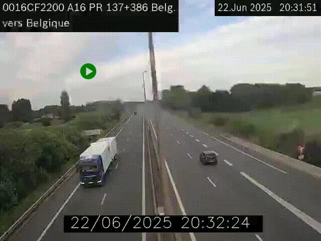 <h2>Webcam à la frontière franco-belge au niveau de Bray-Dunes/De-Panne sur l'autoroute A16. Vue orientée vers la Belgique</h2>