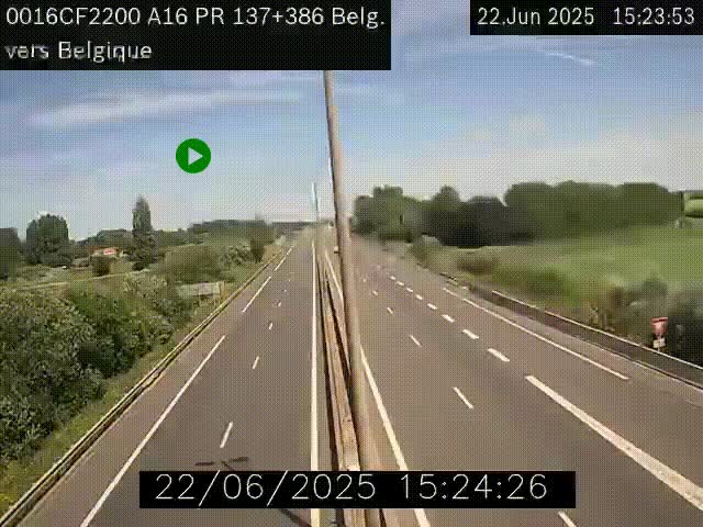 <h2>Webcam à la frontière franco-belge au niveau de Bray-Dunes/De-Panne sur l'autoroute A16. Vue orientée vers la Belgique</h2>