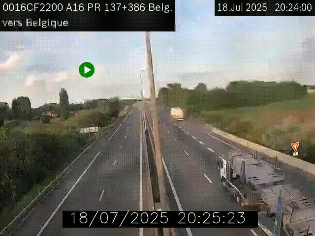 <h2>Webcam à la frontière franco-belge au niveau de Bray-Dunes/De-Panne sur l'autoroute A16. Vue orientée vers la Belgique</h2>