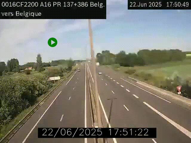 <h2>Webcam à la frontière franco-belge au niveau de Bray-Dunes/De-Panne sur l'autoroute A16. Vue orientée vers la Belgique</h2>