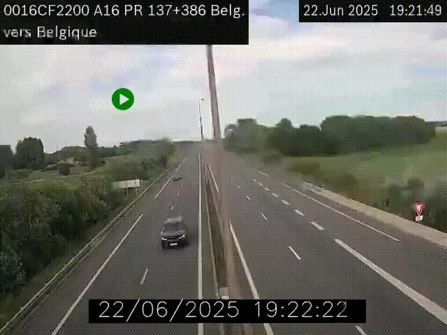 <h2>Webcam à la frontière franco-belge au niveau de Bray-Dunes/De-Panne sur l'autoroute A16. Vue orientée vers la Belgique</h2>