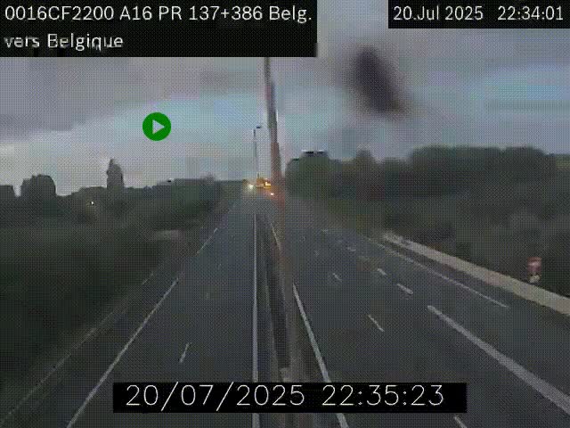 <h2>Webcam à la frontière franco-belge au niveau de Bray-Dunes/De-Panne sur l'autoroute A16. Vue orientée vers la Belgique</h2>