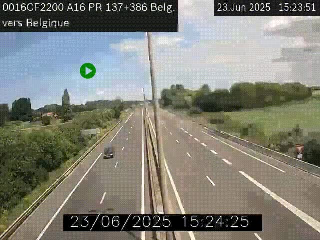 <h2>Webcam à la frontière franco-belge au niveau de Bray-Dunes/De-Panne sur l'autoroute A16. Vue orientée vers la Belgique</h2>