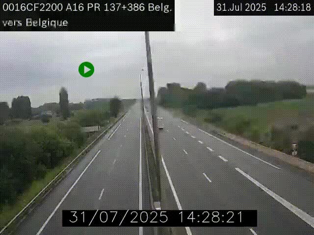 <h2>Webcam à la frontière franco-belge au niveau de Bray-Dunes/De-Panne sur l'autoroute A16. Vue orientée vers la Belgique</h2>