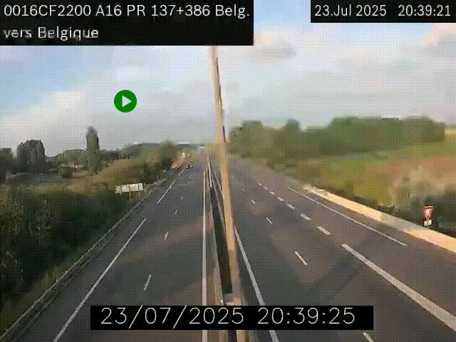 <h2>Webcam à la frontière franco-belge au niveau de Bray-Dunes/De-Panne sur l'autoroute A16. Vue orientée vers la Belgique</h2>