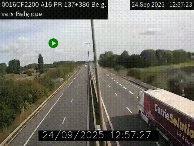Webcam à la frontière franco-belge au niveau de Bray-Dunes/De-Panne sur l'autoroute A16. Vue orientée vers la Belgique