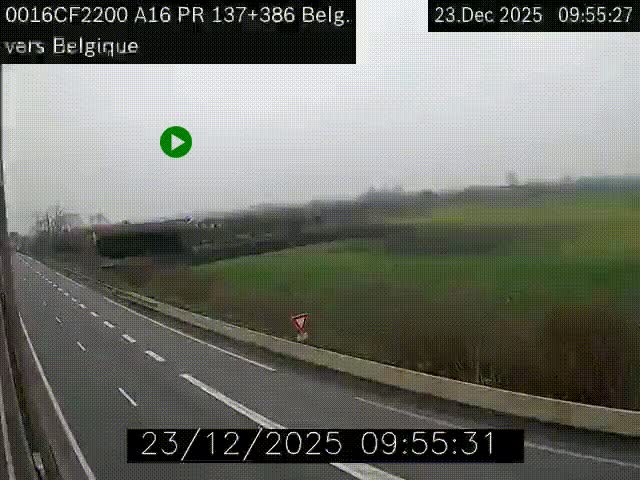 <h2>Webcam à la frontière franco-belge au niveau de Bray-Dunes/De-Panne sur l'autoroute A16. Vue orientée vers la Belgique</h2>
