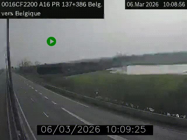 Webcam à la frontière franco-belge au niveau de Bray-Dunes/De-Panne sur l'autoroute A16. Vue orientée vers la Belgique