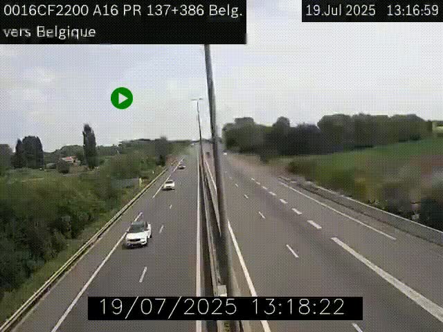 <h2>Webcam à la frontière franco-belge au niveau de Bray-Dunes/De-Panne sur l'autoroute A16. Vue orientée vers la Belgique</h2>