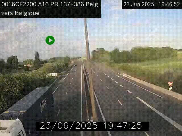 <h2>Webcam à la frontière franco-belge au niveau de Bray-Dunes/De-Panne sur l'autoroute A16. Vue orientée vers la Belgique</h2>