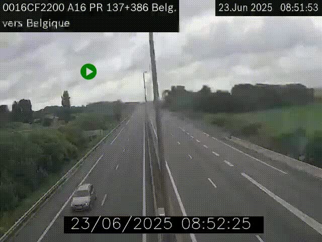 <h2>Webcam à la frontière franco-belge au niveau de Bray-Dunes/De-Panne sur l'autoroute A16. Vue orientée vers la Belgique</h2>