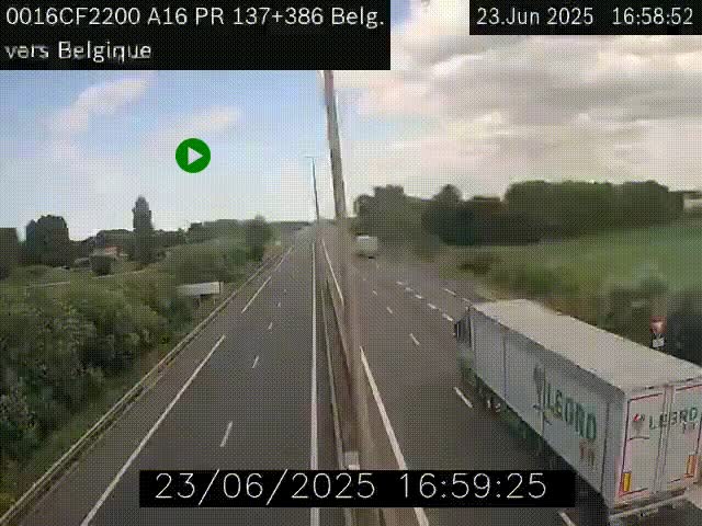 <h2>Webcam à la frontière franco-belge au niveau de Bray-Dunes/De-Panne sur l'autoroute A16. Vue orientée vers la Belgique</h2>