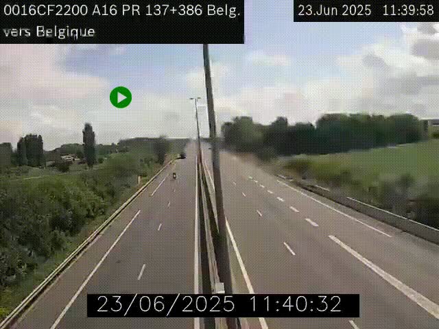 <h2>Webcam à la frontière franco-belge au niveau de Bray-Dunes/De-Panne sur l'autoroute A16. Vue orientée vers la Belgique</h2>
