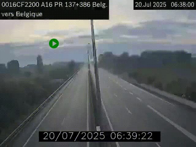 <h2>Webcam à la frontière franco-belge au niveau de Bray-Dunes/De-Panne sur l'autoroute A16. Vue orientée vers la Belgique</h2>