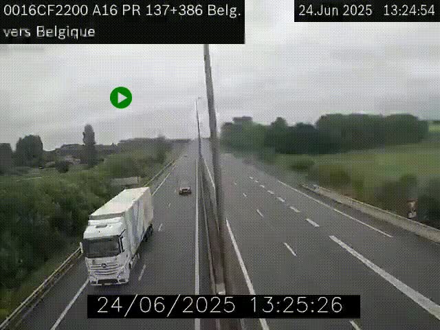 <h2>Webcam à la frontière franco-belge au niveau de Bray-Dunes/De-Panne sur l'autoroute A16. Vue orientée vers la Belgique</h2>