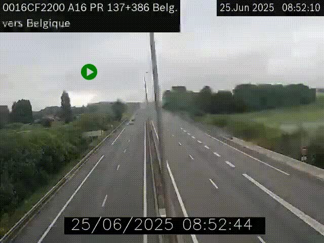 <h2>Webcam à la frontière franco-belge au niveau de Bray-Dunes/De-Panne sur l'autoroute A16. Vue orientée vers la Belgique</h2>