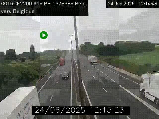 <h2>Webcam à la frontière franco-belge au niveau de Bray-Dunes/De-Panne sur l'autoroute A16. Vue orientée vers la Belgique</h2>