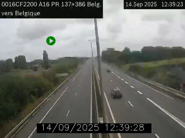 <h2>Webcam à la frontière franco-belge au niveau de Bray-Dunes/De-Panne sur l'autoroute A16. Vue orientée vers la Belgique</h2>