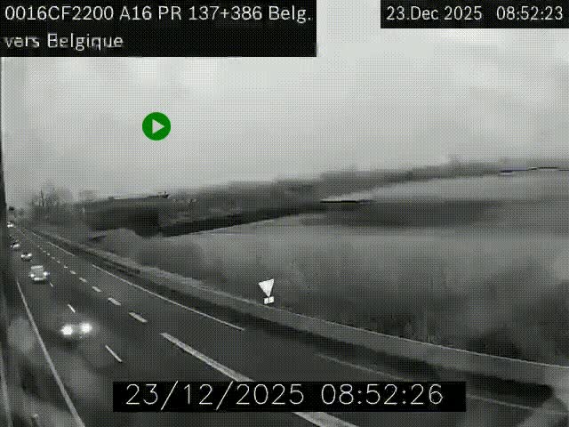 <h2>Webcam à la frontière franco-belge au niveau de Bray-Dunes/De-Panne sur l'autoroute A16. Vue orientée vers la Belgique</h2>