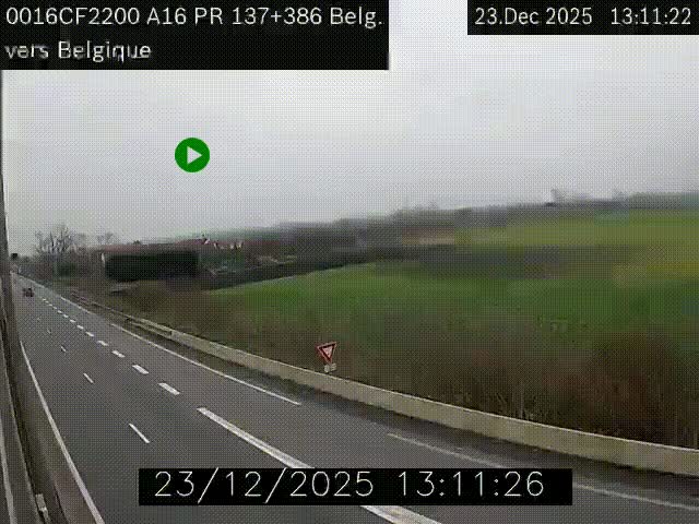 <h2>Webcam à la frontière franco-belge au niveau de Bray-Dunes/De-Panne sur l'autoroute A16. Vue orientée vers la Belgique</h2>