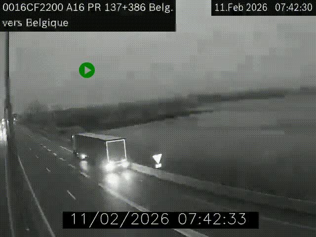 <h2>Webcam à la frontière franco-belge au niveau de Bray-Dunes/De-Panne sur l'autoroute A16. Vue orientée vers la Belgique</h2>