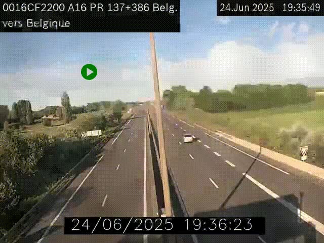 <h2>Webcam à la frontière franco-belge au niveau de Bray-Dunes/De-Panne sur l'autoroute A16. Vue orientée vers la Belgique</h2>