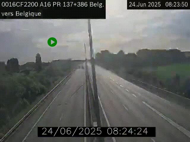 <h2>Webcam à la frontière franco-belge au niveau de Bray-Dunes/De-Panne sur l'autoroute A16. Vue orientée vers la Belgique</h2>