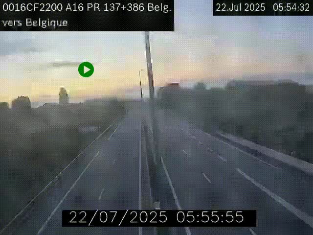 <h2>Webcam à la frontière franco-belge au niveau de Bray-Dunes/De-Panne sur l'autoroute A16. Vue orientée vers la Belgique</h2>