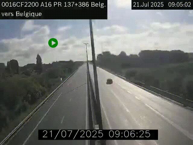 <h2>Webcam à la frontière franco-belge au niveau de Bray-Dunes/De-Panne sur l'autoroute A16. Vue orientée vers la Belgique</h2>