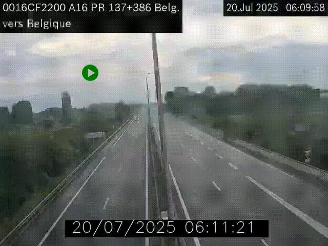<h2>Webcam à la frontière franco-belge au niveau de Bray-Dunes/De-Panne sur l'autoroute A16. Vue orientée vers la Belgique</h2>