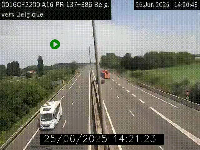 <h2>Webcam à la frontière franco-belge au niveau de Bray-Dunes/De-Panne sur l'autoroute A16. Vue orientée vers la Belgique</h2>
