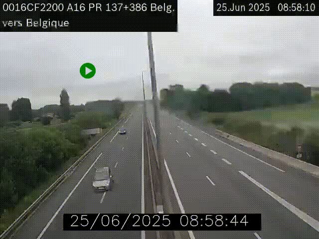 <h2>Webcam à la frontière franco-belge au niveau de Bray-Dunes/De-Panne sur l'autoroute A16. Vue orientée vers la Belgique</h2>