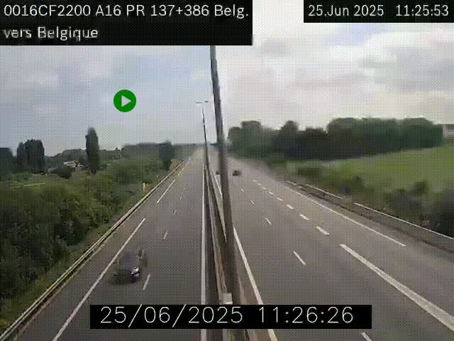 <h2>Webcam à la frontière franco-belge au niveau de Bray-Dunes/De-Panne sur l'autoroute A16. Vue orientée vers la Belgique</h2>